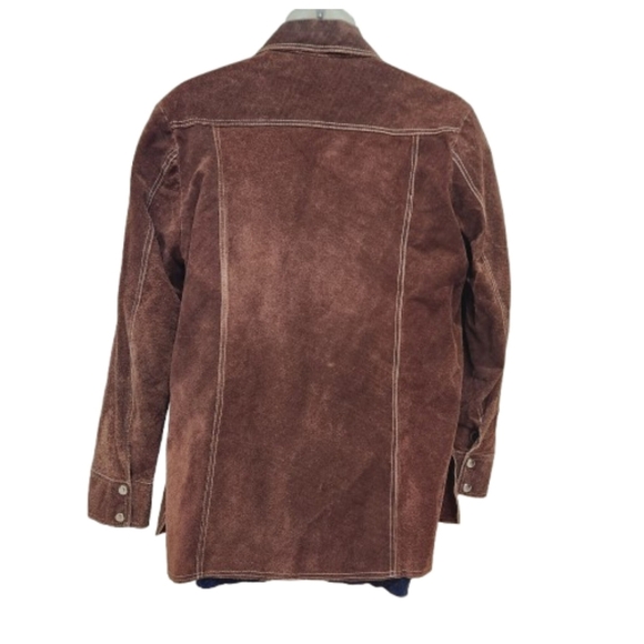 70s Vintage Western Snap Brown Suede Jacket, Mens SMALL, Womens Medium - Picture 3 of 8